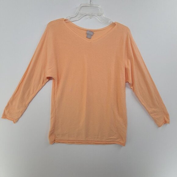 Chico's Women's Long Sleeve Knit Scoop neckline Pullover Top Peach/Orange Size 1 - Picture 1 of 8